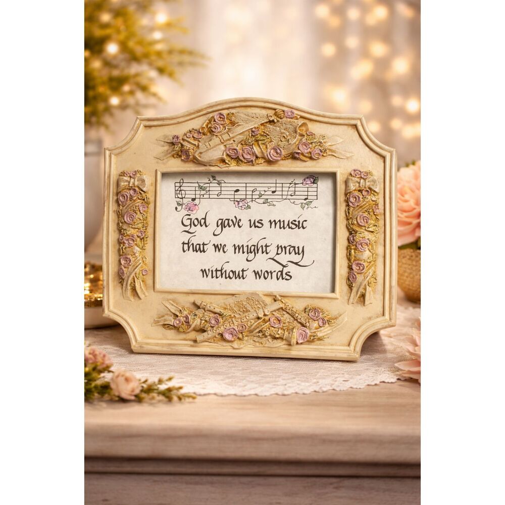 Vintage Christian Music Quote Decor God Gave Us Music 7.5x6.5" Inspirational